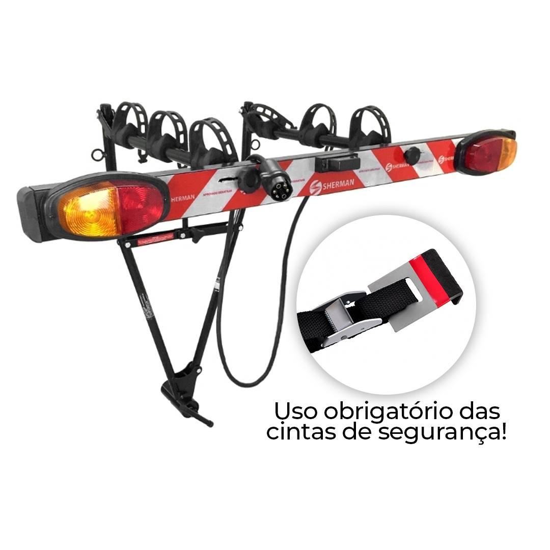 Kit Transbike Para Bola De Reboque V De Rosca P/3 Bicicletas Com Sinalizador